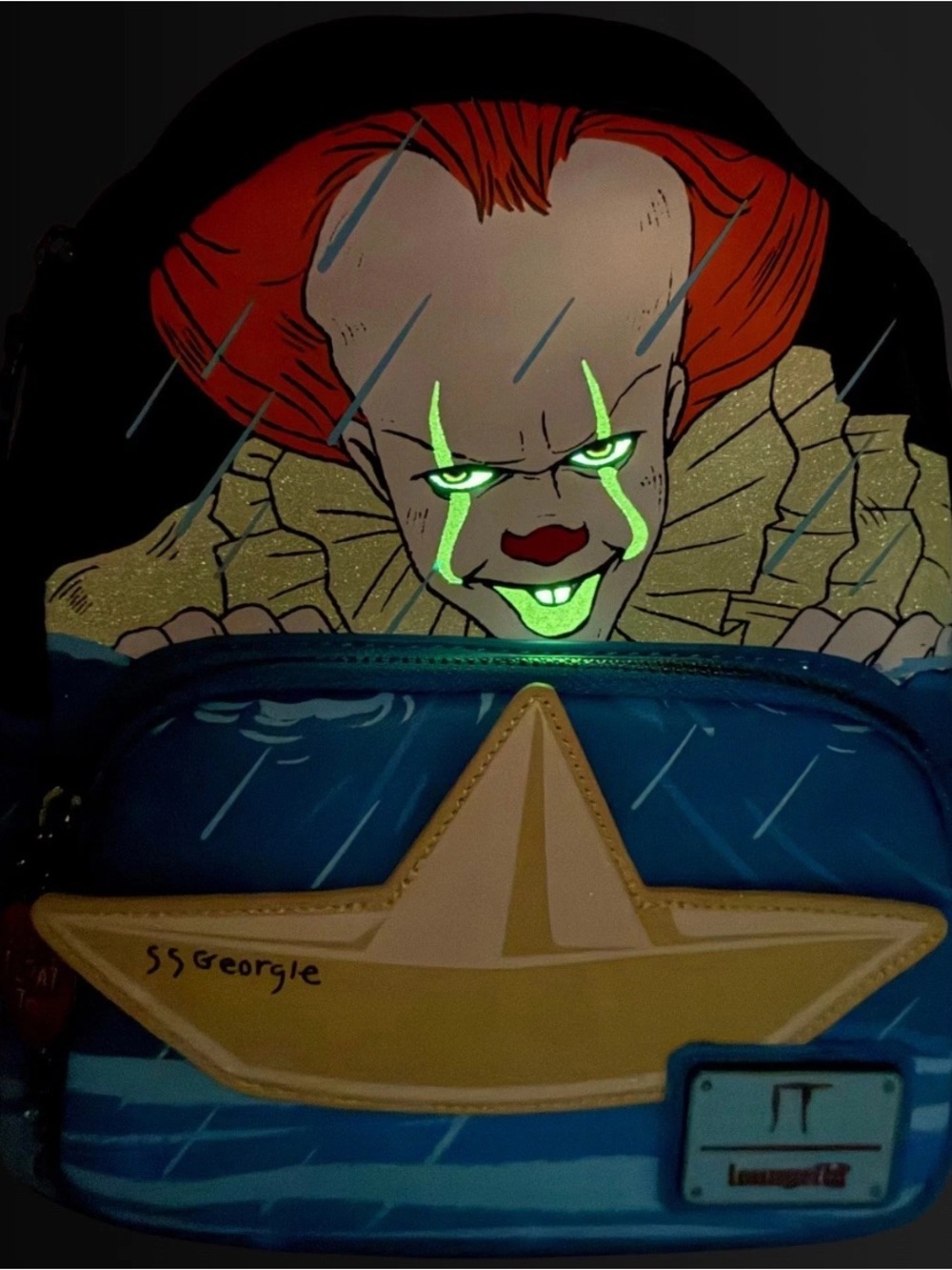 Loungefly IT License Plate pennywise Backpack - Blue, Yellow, Red